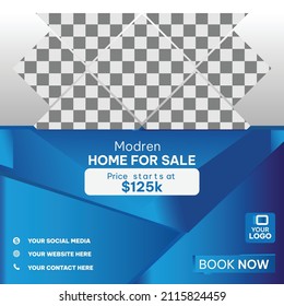 Modern social media post template for real estate and house sale