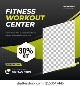 Modern social media post template design for fitness and workout promotion
