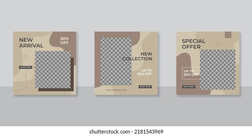 Modern social media post template for digital marketing and sale promo. fashion advertising. banner offer. mockup photo vector frame illustration
