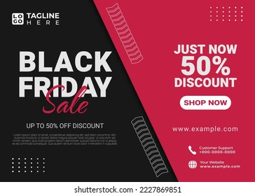 Modern social media post template black friday sale banner with paper effect