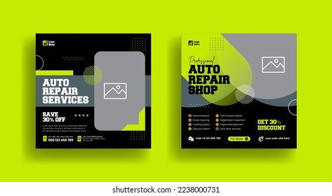 Modern social media post template for an auto repair shop, car wash, or car rental service. suitable for a square flyer template design as a banner or poster