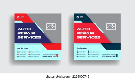 Modern social media post template for an auto repair shop, car wash, or car rental service. suitable for a square flyer template design as a banner or poster