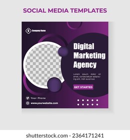 Modern social media post template purple color