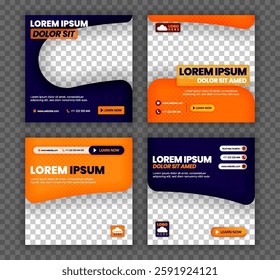 Modern Social Media Post Template with Orange and Purple Gradient for Tech Ads, Delivery Services, and Taxi Promotions