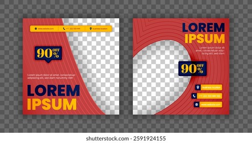 Modern Social Media Post Template with Red Gradient Design for Food and Beverage Business Marketing and Promotions