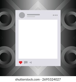 Modelo moderno de postagem de mídia social com coração, bate-papo e enviar ícones em um fundo geométrico elegante