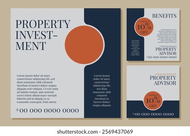 modern social media post templates with property investment sample text