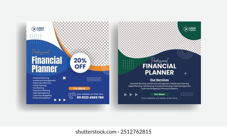 modern social media posts, banner, ads template set for Accounting, bookkeeping, Financial planning, tax, budget, audit, and investment management service social media promotion ads, web banner
