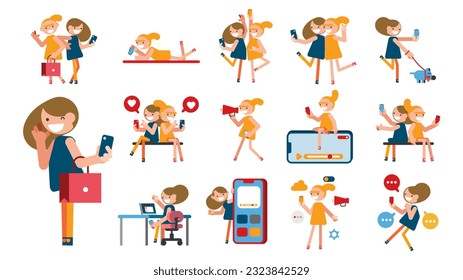 Modern social media problems, peculiarities and differences. Concept business illustrations. Vector illustration