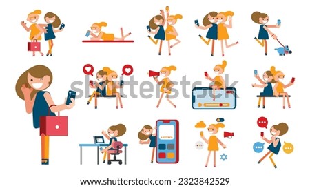 Modern social media problems, peculiarities and differences. Concept business illustrations. Vector illustration