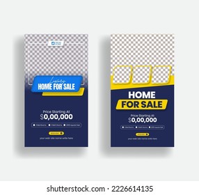 Modern social media story or stories template for real estate house property sale construction business vertical banner or flyer suitable for corporate roll up banner design