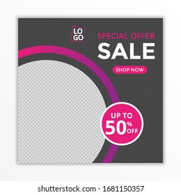 modern social media template post for ads, square banner with gradient color