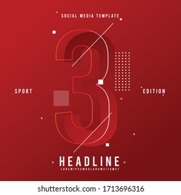 Modern Social Media Template Sport Edition - Number 3 Vector Eps.10