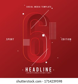 Modern social media template sport edition - Number 6 vector eps.10