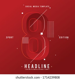 Modern social media template sport edition - Number 8 vector eps.10