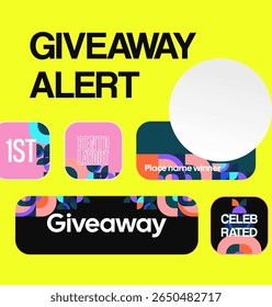 Modern Social Media Templates Announce Giveaway winners. Suitable for online stores, holiday sales, and prize announcement contests. Square background illustration