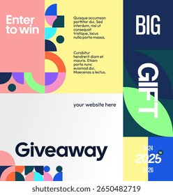 Modern Social Media Templates Announce Giveaway winners. Suitable for online stores, holiday sales, and prize announcement contests. Square background illustration