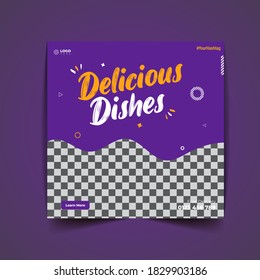 Modern Social Media Templates for Food. Editable and Scalable to any size.