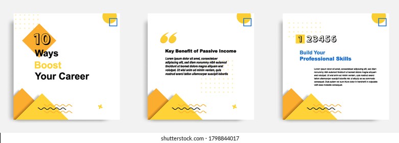 Modern social media tips, tutorial, did you know post banner layout template with geometric background design in yellow, black and white color 