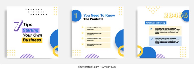 Modern social media tips, tutorial, did you know post banner layout template with geometric background design in yellow, blue and purple