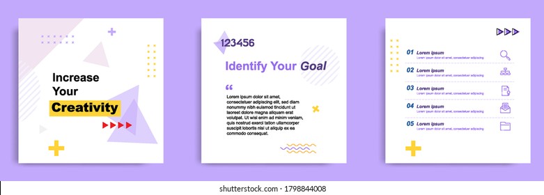 Tutorial für moderne soziale Medien, Tipps, kannten Sie Postbanner-Vorlage mit einfachem geometrischem Hintergrund-Design in violetter, gelber, weißer Farbkombination