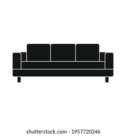 Modern sofa black simple icon. Vector Modern sofa black simple icon isolated on white background for web, game, app and advertising