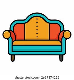 Icono moderno del sofá en el fondo blanco limpio