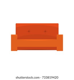 Modern sofa, living room or office interior, furniture for relaxation cartoon vector Illustration