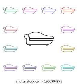 Icono moderno de estilo multicolor del sofá. Línea delgada simple, contorno vectorial de iconos de muebles para ui y ux, sitio web o aplicación móvil