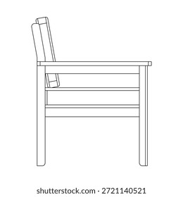 Sofá moderno en vista lateral con perfil lineal limpio, con cojines estructurados, respaldo de apoyo y proporciones equilibradas para asientos interiores minimalistas y contemporáneos.