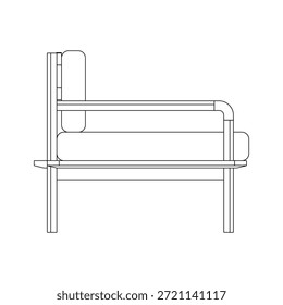 Modern sofa in side view with clean linear silhouette, featuring structured cushions, slim armrest, and balanced proportions for minimalist interior