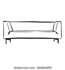 Modern sofa - sketch. Vector black and white couch.