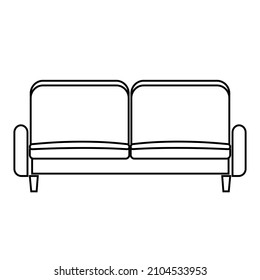 sofá moderno con dos grandes almohadas Dibujo vector de contorno