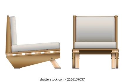 Modern soft chair. Side view front view. Vector illustration isolated on white background.