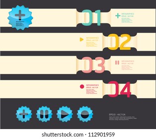 Modern soft color Design template  / can be used for infographics / numbered banners / horizontal cutout lines / graphic or website layout vector