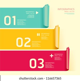 Modern soft color Design template  / can be used for infographics / numbered banners / horizontal cutout lines / graphic or website layout vector/Horizontal