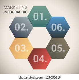 Modern soft color Design template / for infographics / numbered banners / horizontal cutout lines / graphic or website layout vector