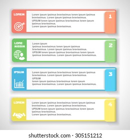 Modern soft color Design template for infographics, numbered banners, horizontal cutout lines for graphic or website.  Vector