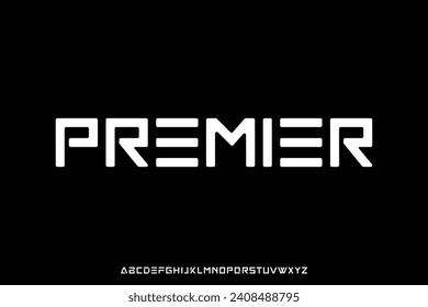 Modern soft edge alphabet display font vector. Geometric technology typography style