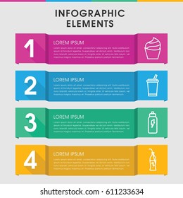 Modern soft infographic template. infographic design with soft icons includes cream, soda bottle. can be used for presentation, diagram, annual report, web design. 