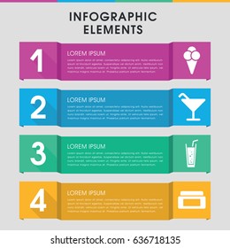 Modern soft infographic template. infographic design with soft icons includes cream box, cocktail, soda. can be used for presentation, diagram, annual report, web design.