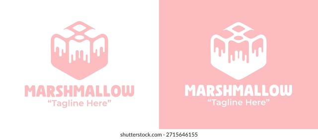 Un moderno logotipo de malvavisco de estilo suave diseñado para marcas de dulces, productos de aperitivos e identidad visual dulce.