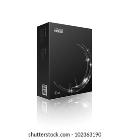 Modern Software Package Box Black With DVD Or CD Disk  EPS10