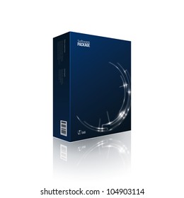 Modern Software Package Box Blue With DVD Or CD Disk EPS10