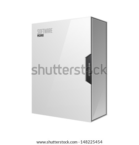 Modern Software Package Box White With DVD Or CD Disk EPS10 