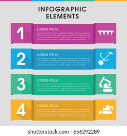 Modern soil infographic template. infographic design with soil icons includes excavator, plowing tool. can be used for presentation, diagram, annual report, web design.