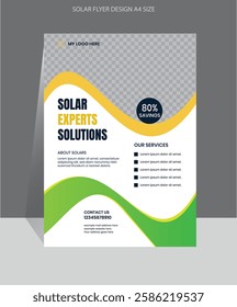Modern solar energy flyer template design layout, eco energy or solar panel business cover design vector