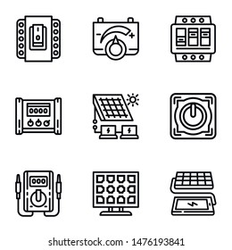 Modern solar energy icon set. Outline set of 9 modern solar energy vector icons for web design isolated on white background