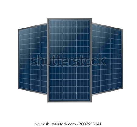 Modern solar panel system with photovoltaic cells converting sunlight into clean energy, realistic 3D design on transparent background for sustainable power generation projects.
