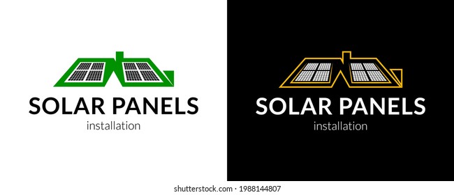 Modern solar panels installation logo. Vector.